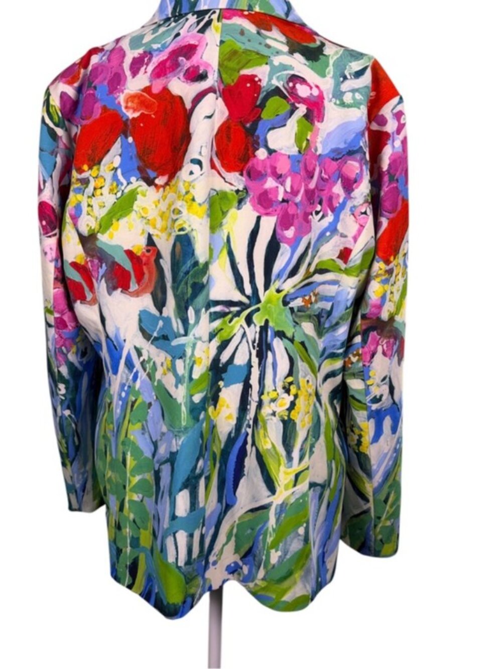 Claire Desjardins XL Colorful Abstract Floral Stretch Lined Blazer Jacket - Picture 3 of 9